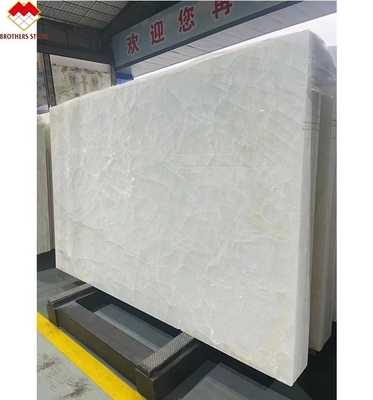 FOB Fragmentazione di ghiaccio trasparente Bianco Onyx Marmo LED retroilluminato Slab per parete di fondo di villa
