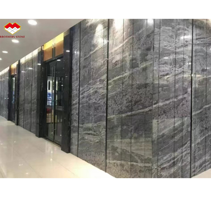 Tavola di marmo grigia di onda lucida moderna su misura per il design del pavimento dei pannelli murali degli hotel