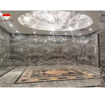 Pannelli murari di marmo grigio serbo lucidato per decorazioni interne di fascia alta