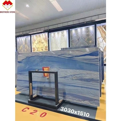 Blu Azzurro Macaubas Quartzite Pietra lucidata Superficie lucidata Disegno grafico per la fine Home