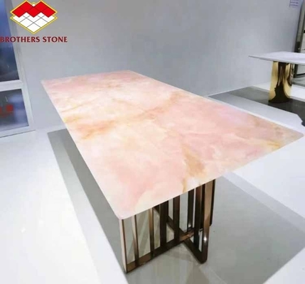 Matt Finitura superficiale Pietra di onice rosa moderna per applicazioni a tavolo e parete