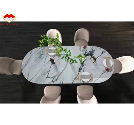 Snow Mountain Bianco Marmo Grandi lastre per il design moderno Tavolo da pranzo Top pietra naturale