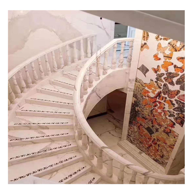Stile di interior design moderno multicolore Onyx Legno Vena Scale in marmo con ringhiera di vetro