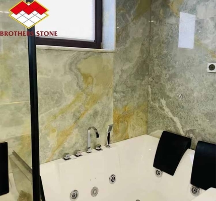 Moderno retroilluminato verde lastra di pietra di onice spessore 30 mm per il salotto grafico Parete di giada