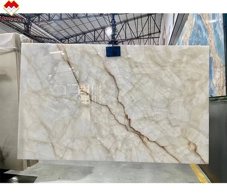 Moderno design di villa lucidata bianca lastra di marmo di onice per pareti e pavimenti del soggiorno