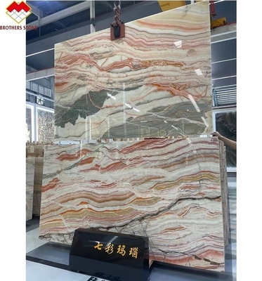 Concorrenza competitiva di libreria in rivestimento in pietra di onice colorata piastrelle di pavimento in onice retroilluminato arcobaleno