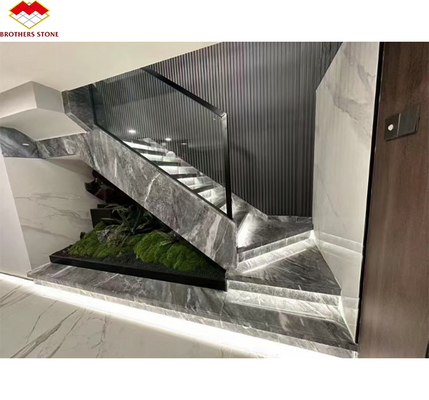 Popolare spazio grigio marmo grande lastra per le moderne luci di scala grigio in casa e hotel