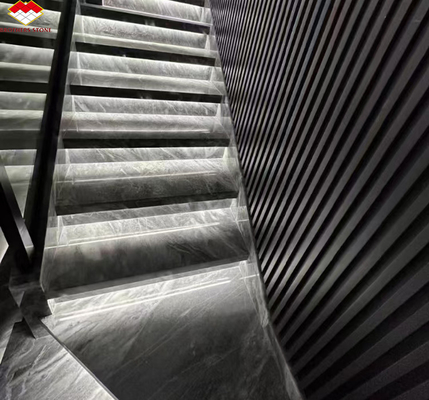 Popolare spazio grigio marmo grande lastra per le moderne luci di scala grigio in casa e hotel