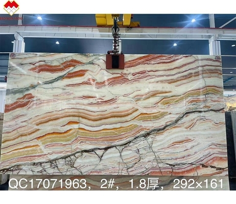Pietra di onice arcobaleno traslucido per villa sfondo CNF lucidato marmo di onice drago rosso