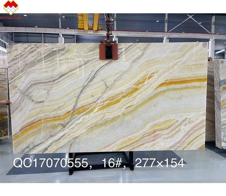 Pietra di onice arcobaleno traslucido per villa sfondo CNF lucidato marmo di onice drago rosso