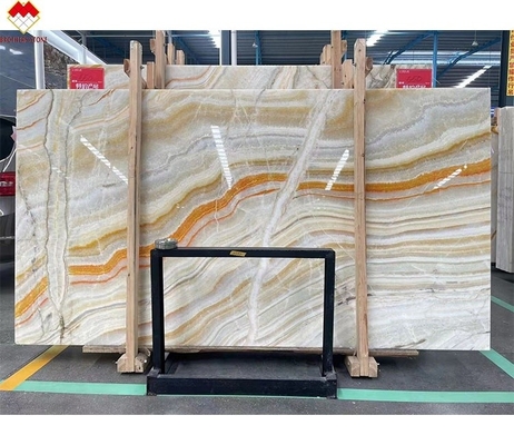Finitura superficiale affinata e lucidata Lastra di onice arcobaleno traslucido per pannelli a parete colorati
