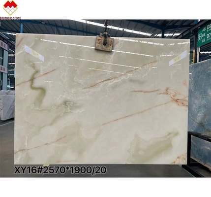 Vendita diretta di marmo lucido traslucido retroilluminato bianco onice con fiori rossi di alto livello