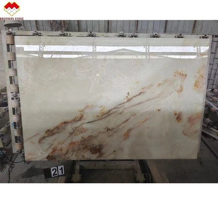 Vendita diretta di marmo lucido traslucido retroilluminato bianco onice con fiori rossi di alto livello