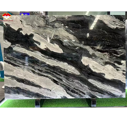 Calcite Marmo Moderno Scala Disegno con lussuoso brasiliano Cosmico Nero Granito Slab