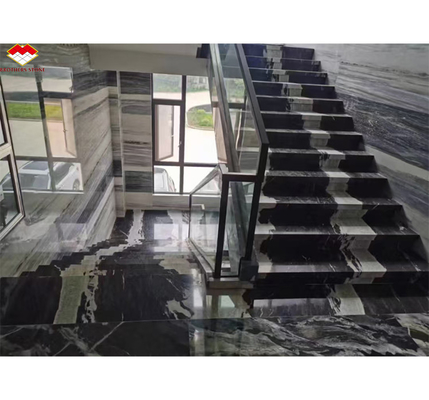 Calcite Marmo Moderno Scala Disegno con lussuoso brasiliano Cosmico Nero Granito Slab