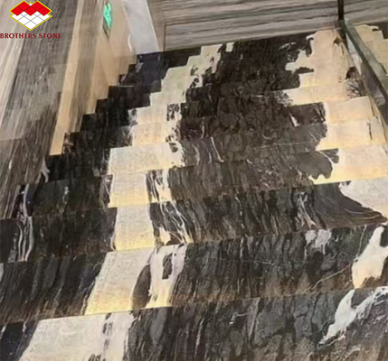 Calcite Marmo Moderno Scala Disegno con lussuoso brasiliano Cosmico Nero Granito Slab