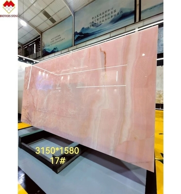 Grandi lastre Onyx Marmo incredibile Bianco rosa Onyx Pietra per pannello di parete e tavola