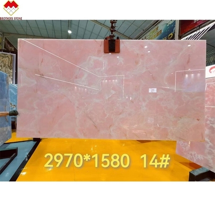 Grandi lastre Onyx Marmo incredibile Bianco rosa Onyx Pietra per pannello di parete e tavola