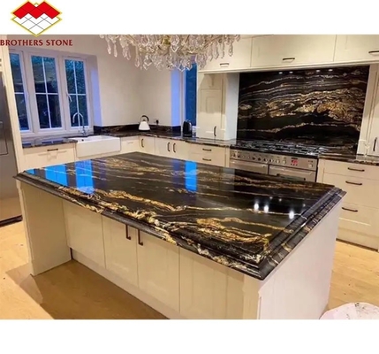 Tavolo da cucina di lusso in granito cinese con pietra d'oro nero lucidata