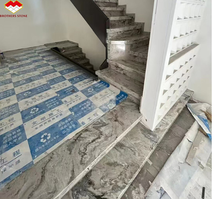 Decorazione degli scalini e dei pavimenti degli hotel Italia Piastrelle di marmo marrone naturale con vena fluviale