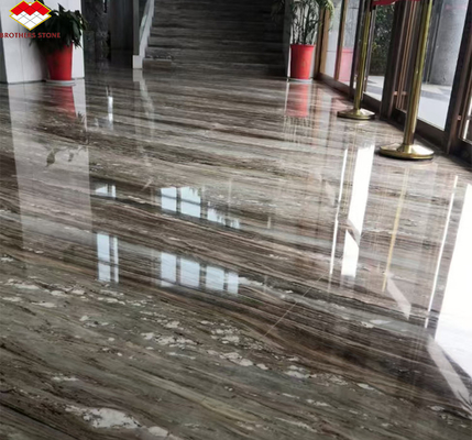 Decorazione degli scalini e dei pavimenti degli hotel Italia Piastrelle di marmo marrone naturale con vena fluviale