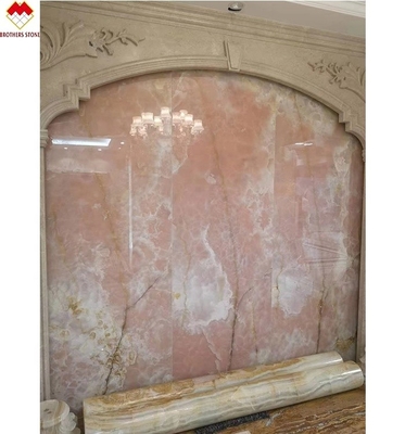 Grandi lastre di pietra rosa onice trasparente rosa sottile rosa giada quarzo per il pavimento della parete della villa