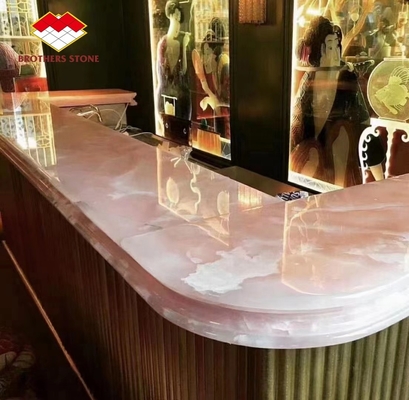 Grandi lastre di pietra rosa onice trasparente rosa sottile rosa giada quarzo per il pavimento della parete della villa