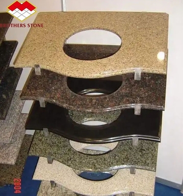 Top in granito tagliato su misura per hotel di lusso bagno vanità lucidato di pietra naturale