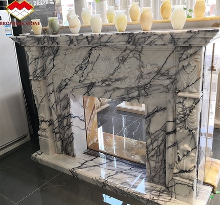 Moderno Mini Manifattura Manto Arte Scultura Arcata Francese New York Marmo Interiore profumato Neve prugna camino Circondare