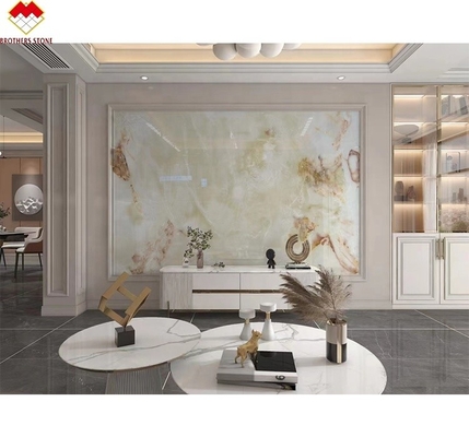 Traslucide marmo bianco Onyx grande lastra retroilluminata vene rosso/oro per la decorazione degli alberghi