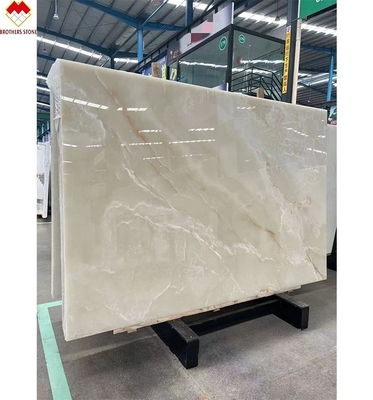 Slab di marmo di onice bianco reale retroilluminato per tavolo personalizzabile, bancone e pannello di parete
