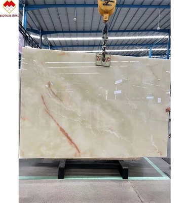 Slab di marmo di onice bianco reale retroilluminato per tavolo personalizzabile, bancone e pannello di parete