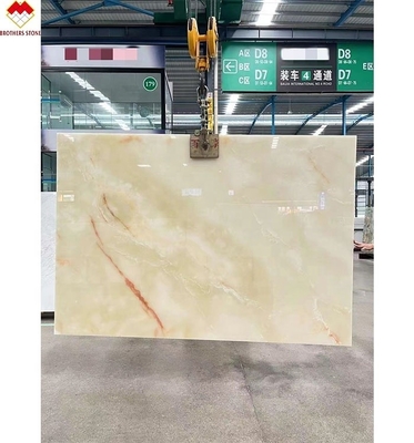 Slab di marmo di onice bianco reale retroilluminato per tavolo personalizzabile, bancone e pannello di parete