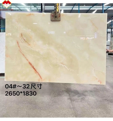 Slab di marmo di onice bianco reale retroilluminato per tavolo personalizzabile, bancone e pannello di parete