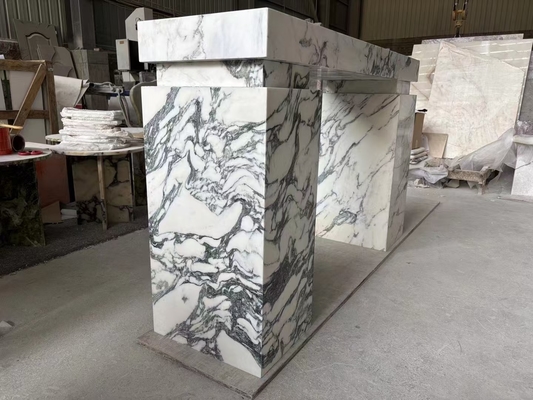 Luxury Moderno Indoor Hallway rettangolare Console di ingresso Tavolo Marmo Polacco Italia Arabescato Marmo Piano di supporto Marmo