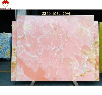 Piastrelle di porcellana di onice rosa retroilluminate di design geometrico piastrelle di tavolo rosa chiaro prezzo all'ingrosso scale di onice rosa traslucide