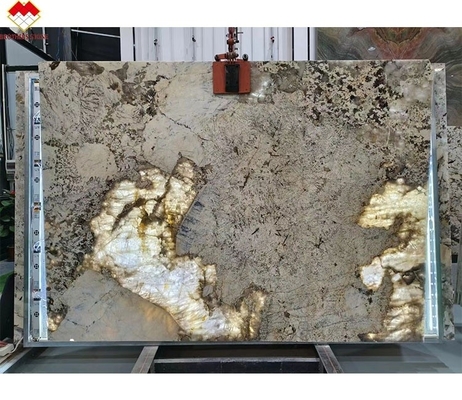 Moderno Disegno Fornitore d'oro retroilluminato lucidato Patagonia Pandora Quartzite Veneer Slab Cristallo Bianco Onyx Pietra traslucida