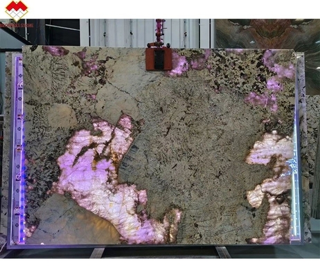 Moderno Disegno Fornitore d'oro retroilluminato lucidato Patagonia Pandora Quartzite Veneer Slab Cristallo Bianco Onyx Pietra traslucida