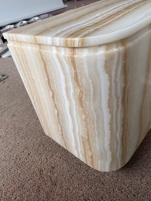 Tavolo da TV in marmo bianco Onyx personalizzato Tavolo da TV in legno con vene di legno bianco Mobili eleganti per il soggiorno