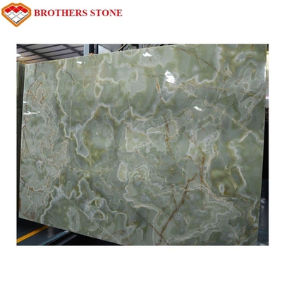 Dimensione su ordinazione della lastra del marmo di onyx di verde di colore leggero per il fondo della TV