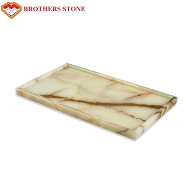Piatto verde chiaro di lusso della lastra dell'onyx della giada per l'ornamento di prima scelta dell'interno