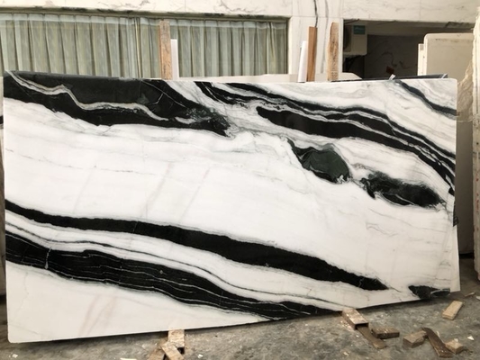 Pietra naturale di Wave della pavimentazione del panda della Cina del contatore della cucina del marmo della pietra del nero bianco della lastra