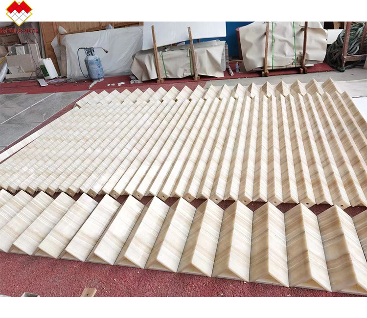 Componente di lavanderia interna Traslucida Veina d'oro bianco Legno Look Onyx Slab di marmo per piastrelle di parete e pavimento