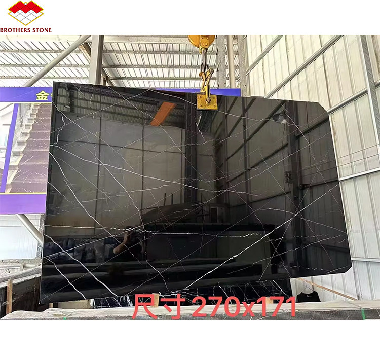 Moderna Nero Marquina Bianco Nero Stipe Marmo lucidato Grandi lastre naturali per Hotel Villa Indoor