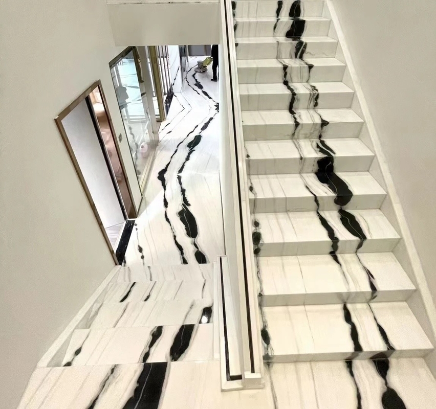 9/12/15mm Spessore luce a LED segue Panda Scala di marmo bianco con pietra naturale