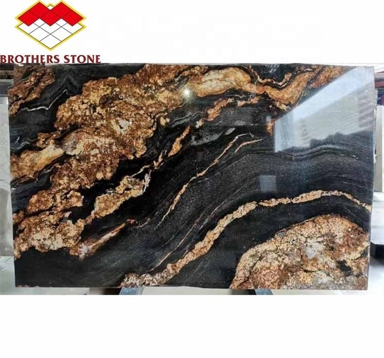 Pietra naturale lucidata Granito oro cosmico per tavolo da caffè e banconi aspetto moderno