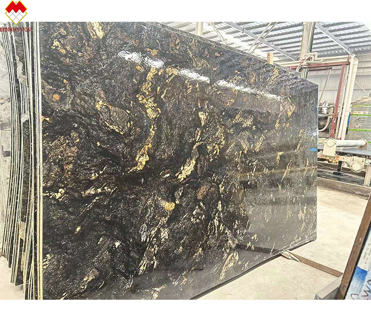 Customized Luxury Black Gold Veins Quartzite Stone Vanity Top per cucina e bagno