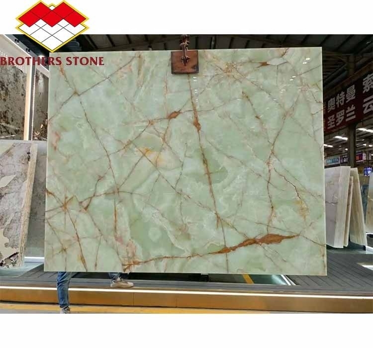 Sapphire Verde Onyx Marmo Giada Pietra Slab per soggiorno Sala da pranzo Camera da letto