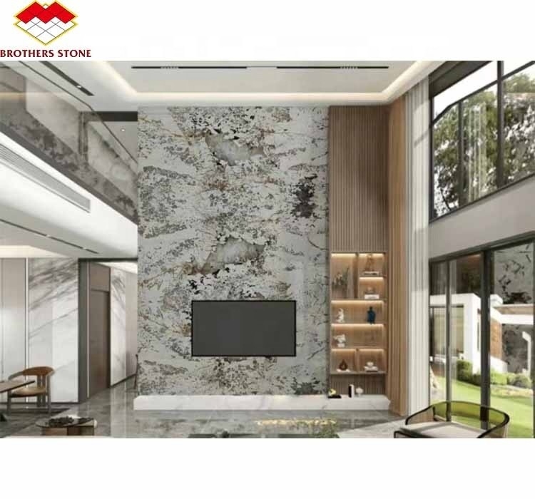 Pietra naturale Pandora Marmo Grande lastra Disegni tagliati su misura per il muro moderno dell'hotel Villa
