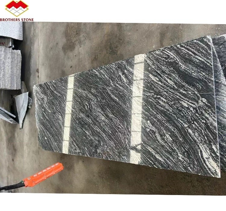 Hotel moderno Matt Superficie Finitura di pietra naturale Granito grigio scuro con vene bianche Scala